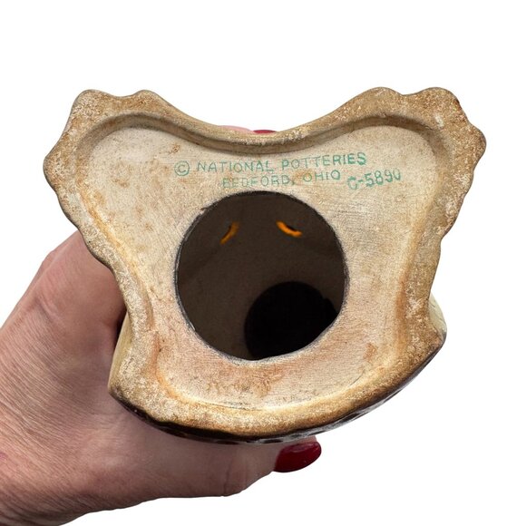 Vintage MCM Retro Owl Penny Bank Chalkware NAPCO National Potteries Corp 6" - Picture 5 of 6